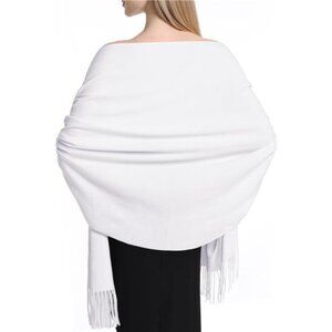 Pashmina Shawls And Wraps for Women for Evening Dress Warm Winter Scarf/WHITE